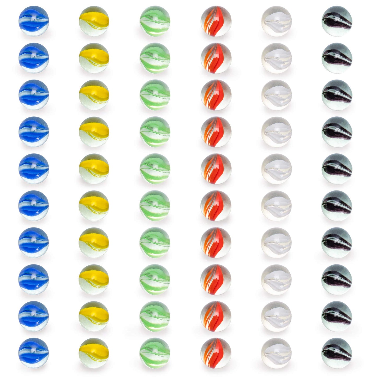 Yellow Mountain Imports 60 Pieces Translucent Chinese Checkers Glass Marbles with Petal Design - 16 Millimeters