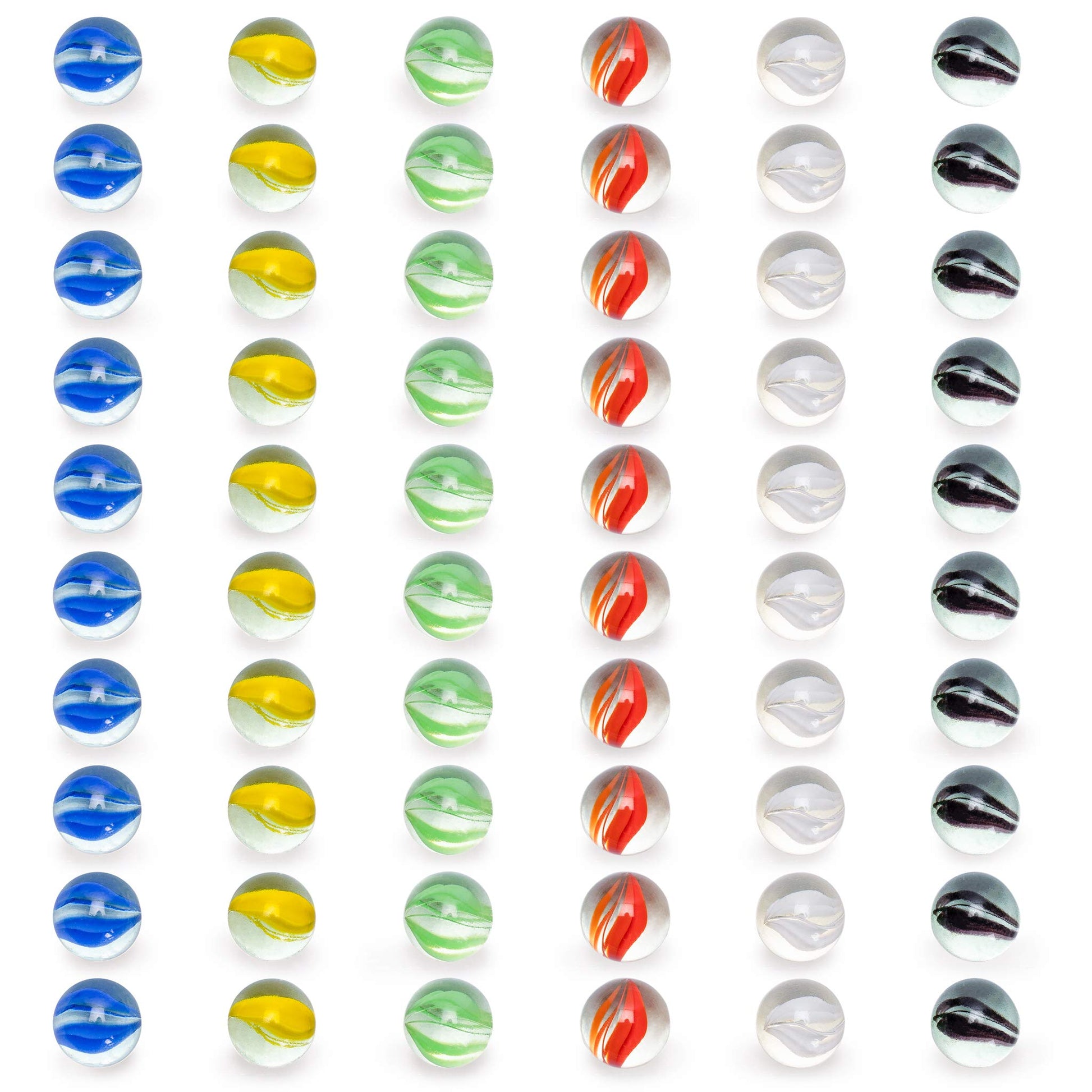 Yellow Mountain Imports 60 Pieces Translucent Chinese Checkers Glass Marbles with Petal Design - 16 Millimeters