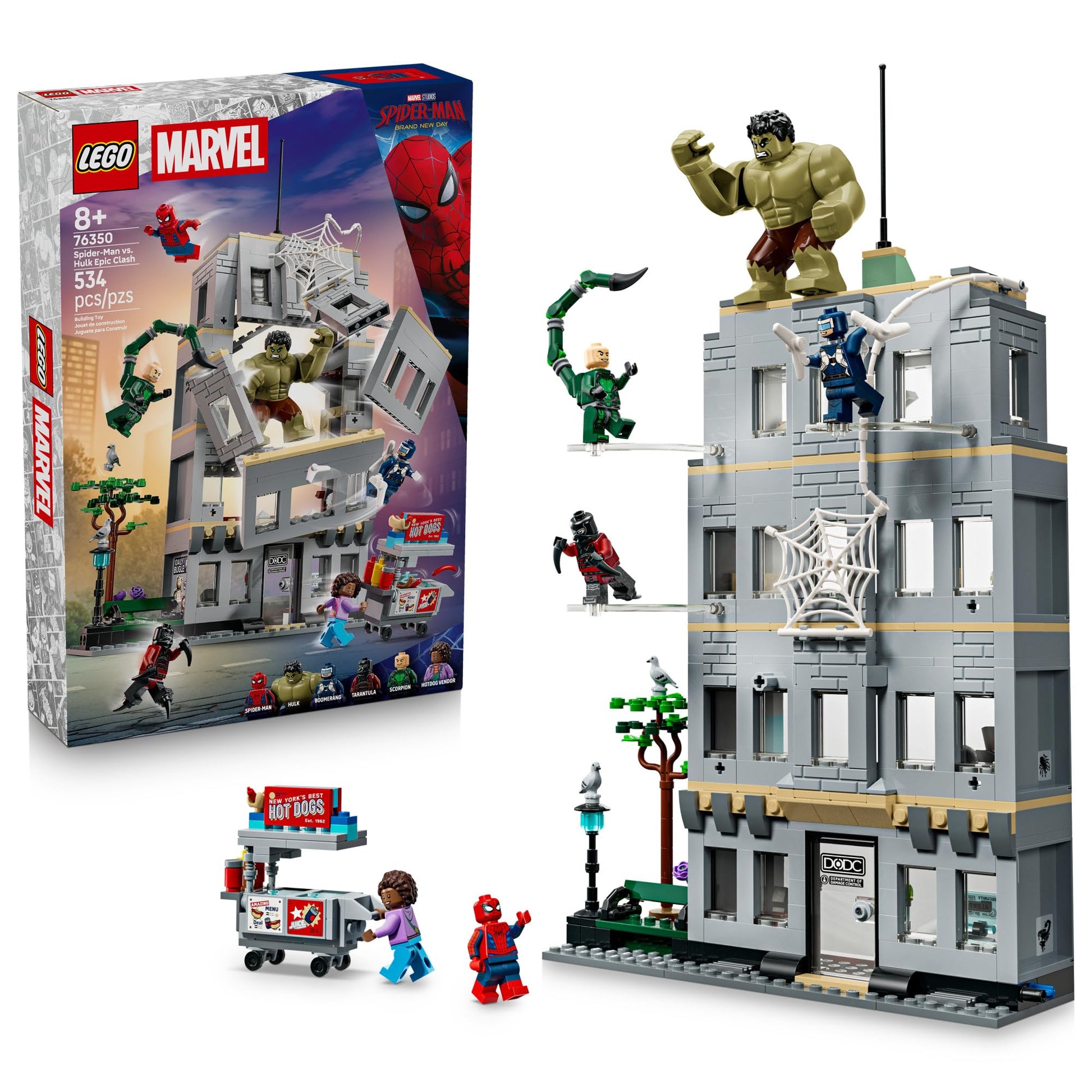 LEGO Marvel Spider-Man vs Hulk Epic Clash - Super Hero Building Toy for Boys & Girls, Ages 8+ - Includes 5 Minifigures & Hulk Figure - Spider-Man Toy