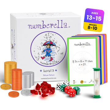Numberella Deluxe Math Board Game - Level 3 | Ages 13-15, Grades 8-10 | Algebra, Geometry & Statistics | Middle School Math Game | Award-Winning STEM