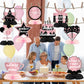 9Pcs Pink Black Happy Retirement Decorations Table Honeycomb Centerpieces Party Supplies Rose Gold Black Retirement Adventure Awaits Sign for Women
