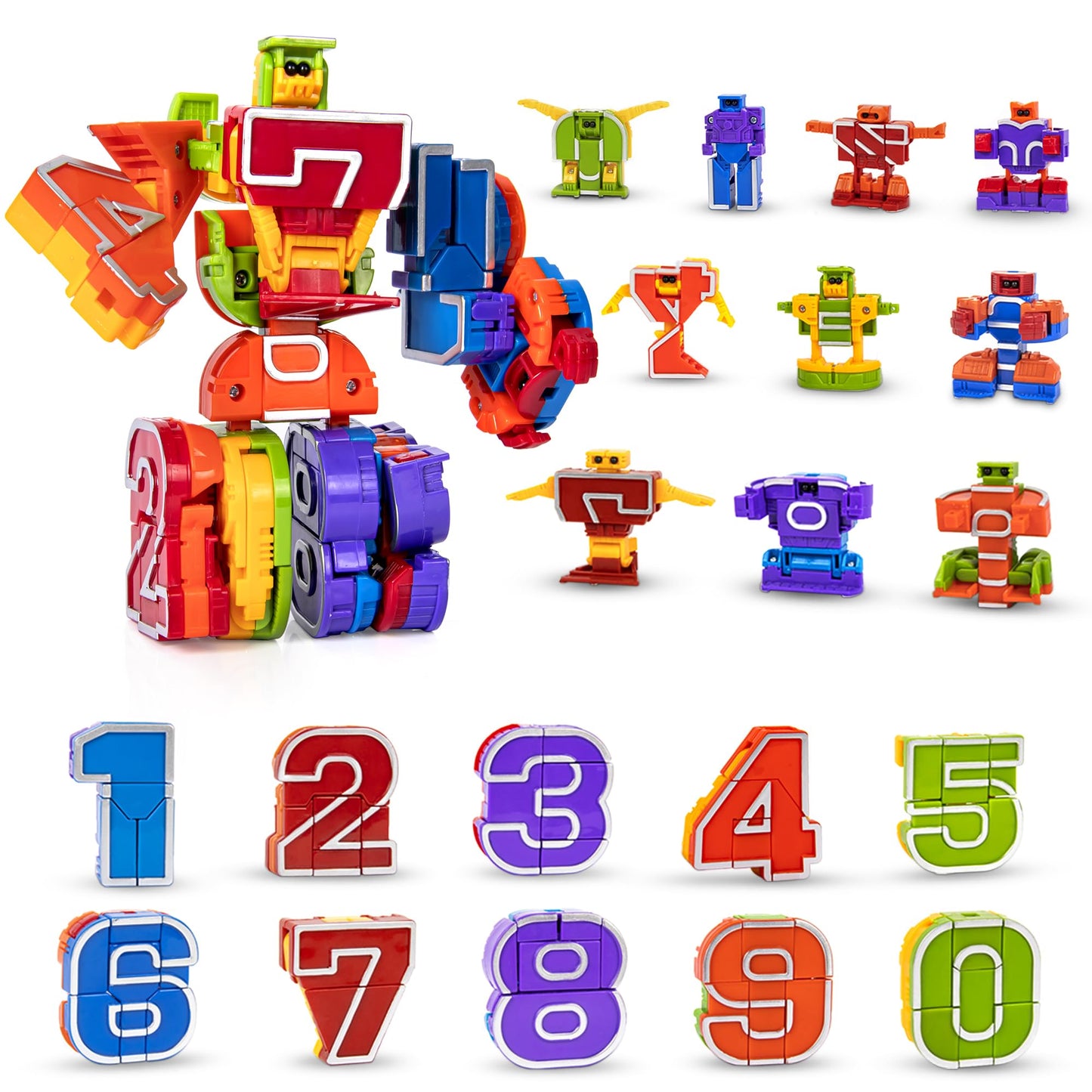 Lydaz 10 Pcs Number Robots Toys for Kids, STEM Educational Learning Action Figure Toys, Number Blocks Bots, Action Figures Toy, Preschool Math Toy