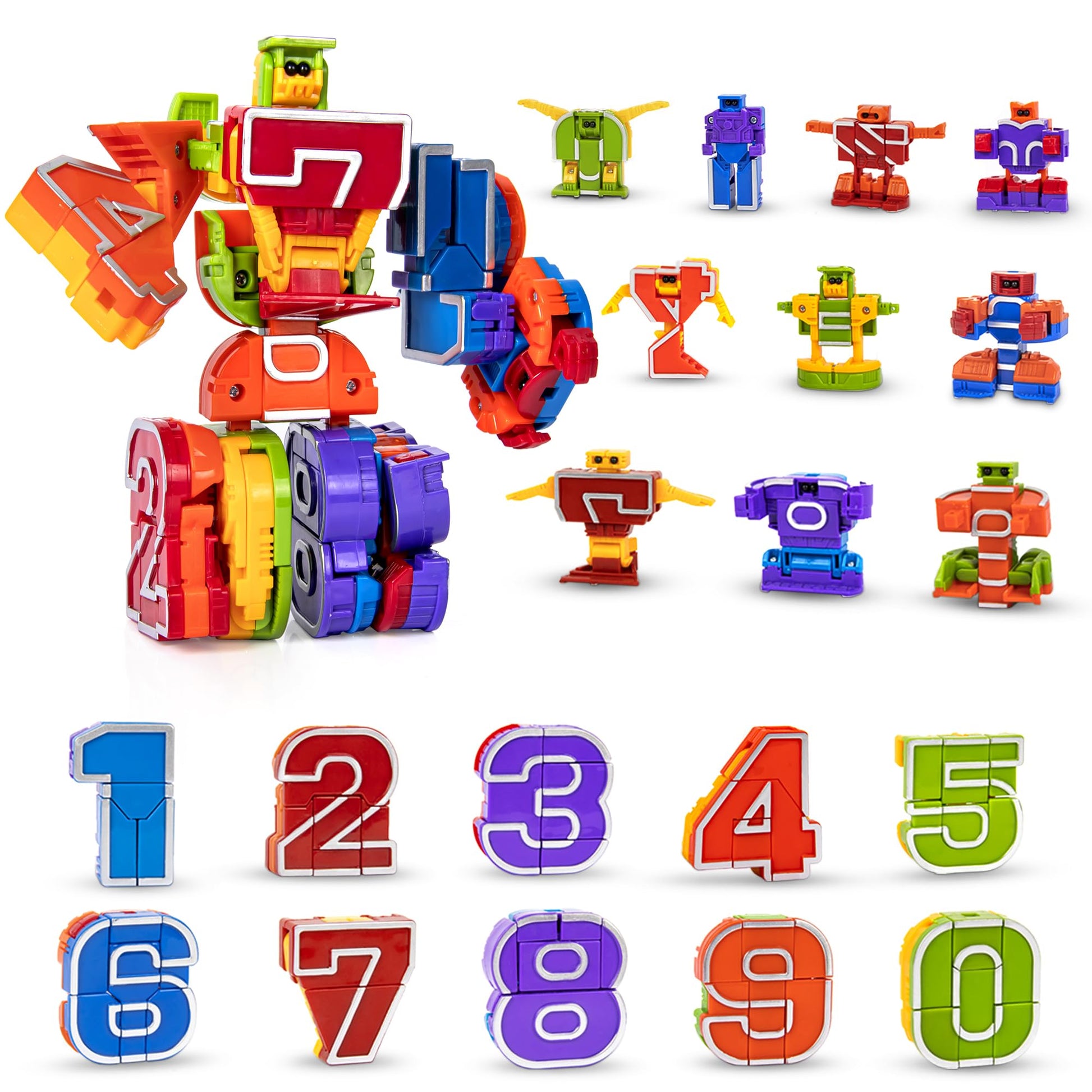 Lydaz 10 Pcs Number Robots Toys for Kids, STEM Educational Learning Action Figure Toys, Number Blocks Bots, Action Figures Toy, Preschool Math Toy
