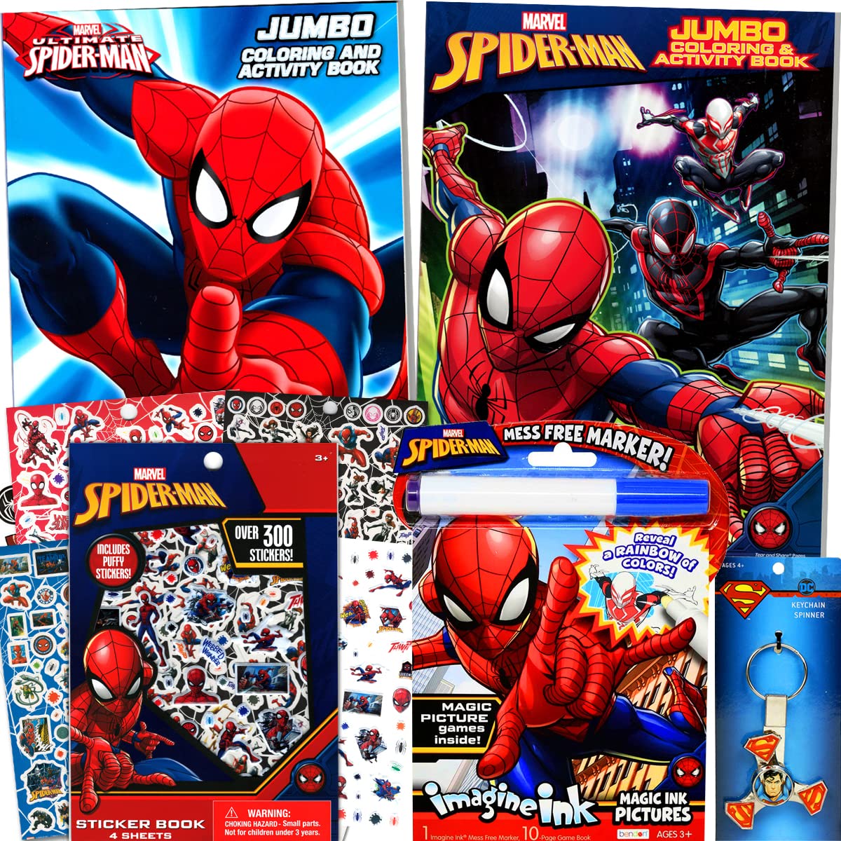 Spiderman Superhero Coloring Activity Super Set Bundle with Coloring Books, Stickers, Imagine Ink Coloring Book and More