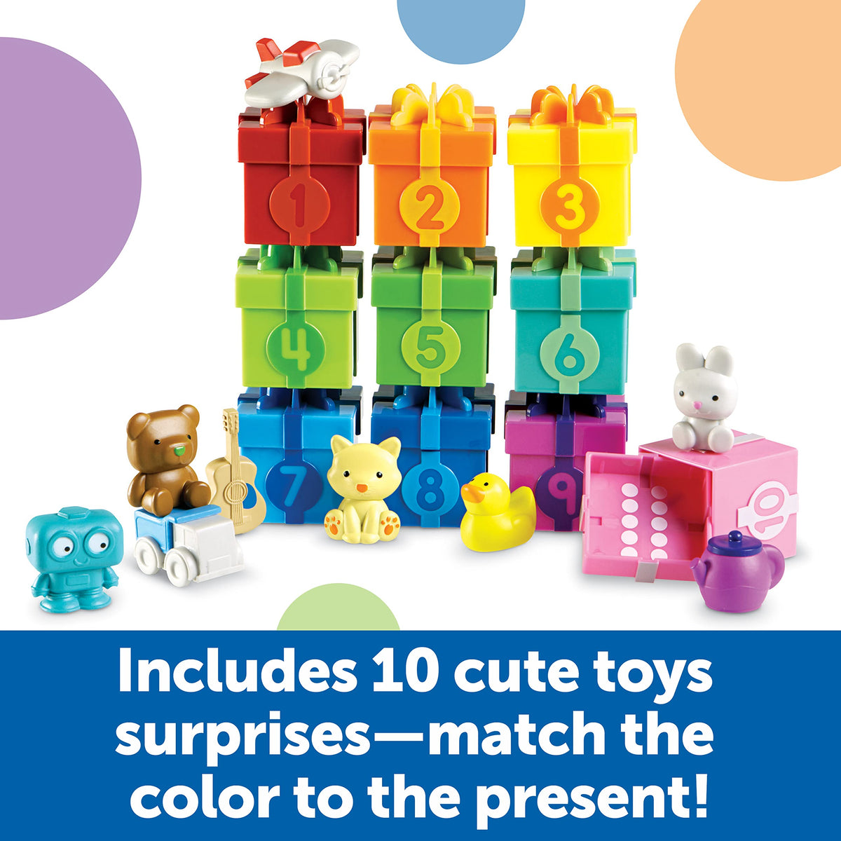 Learning Resources Counting Surprise Party - Toddler Montessori Toys, Stacking Preschool Activities, Matching Color Game, Homeschool, Fine Motor