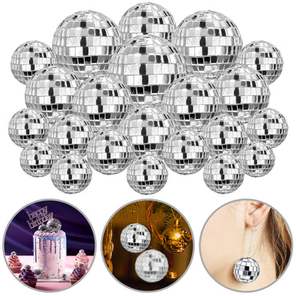 45PCS Disco Ball Cake Decoration Ornaments Reflective Mirror Ball Cake Decoration 70s Disco Themed Party Christmas Tree Decoration