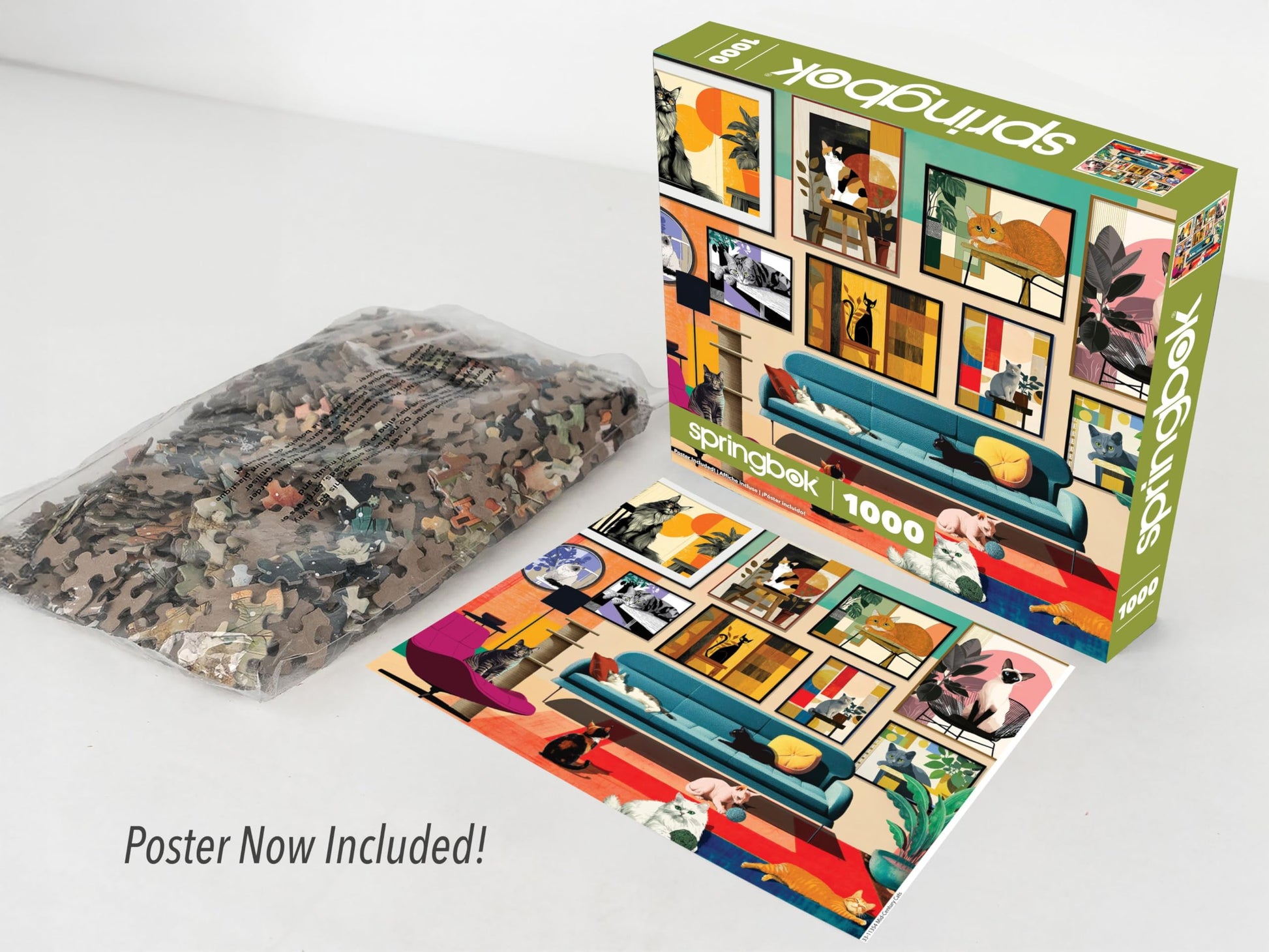 Springbok Mid-Century Cats 1000 Piece Jigsaw Puzzle for Adults