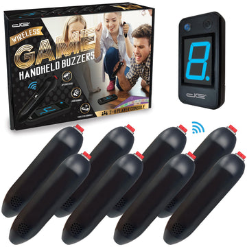 Digital Energy Wireless Handheld Game Buzzer System - Console Displays First Buzz-in - Great for Jeopardy, Family Feud, Trivia and Buzz Games - 8