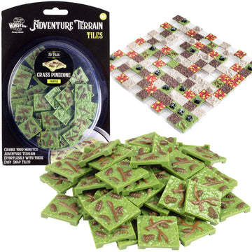 Monster Adventure Terrain 50pc Grass Pinecone Tile Pack - Hand-Painted 1" x1" Tile Set- Creates Amazing Tabletop Terrain in Minutes- Customize Your