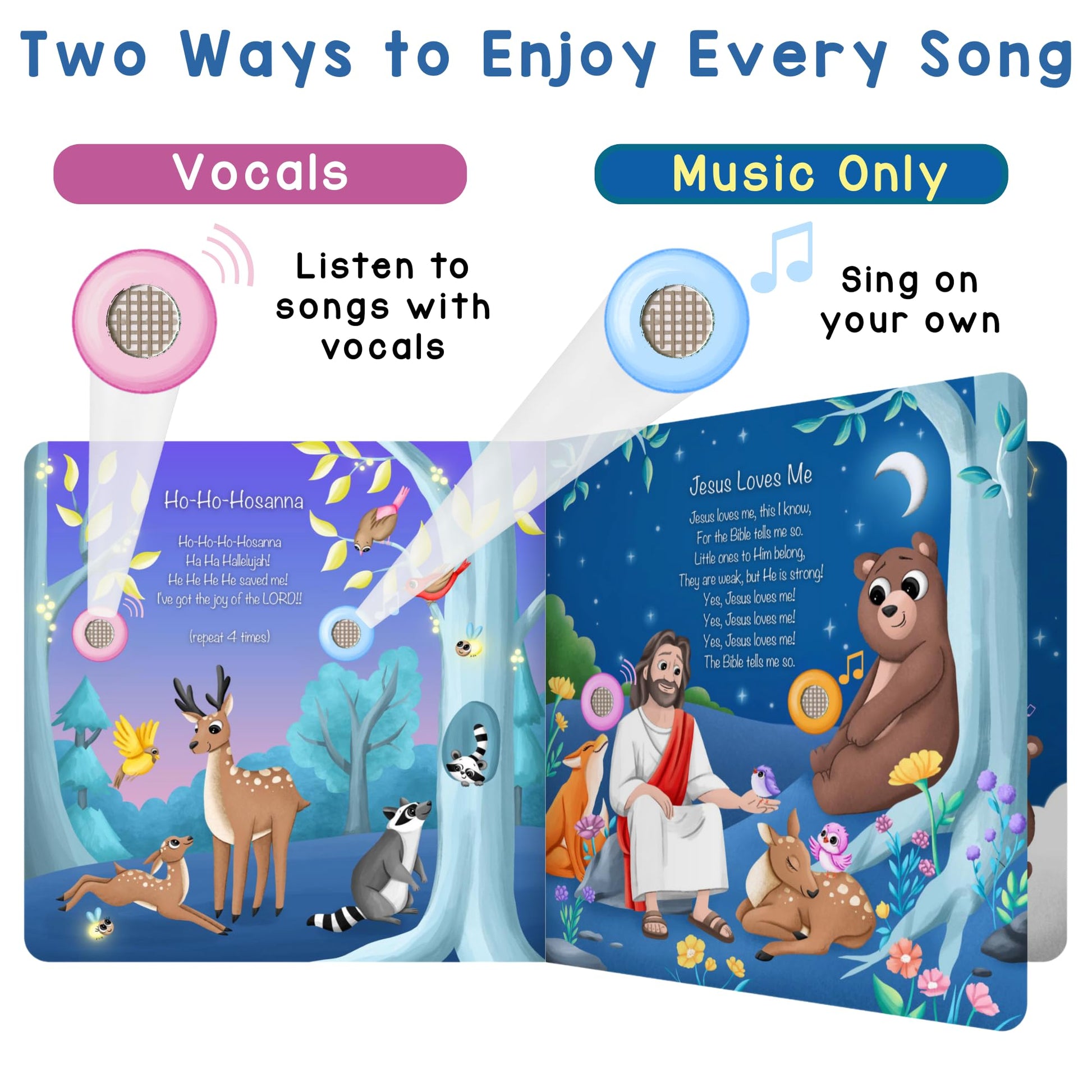 LEARNING BUGS Christian Bible Songs - 13 Songs of Praise for Little Ones, Musical Books for Toddlers, 28-Button Music Book, Musical Toys for Toddlers