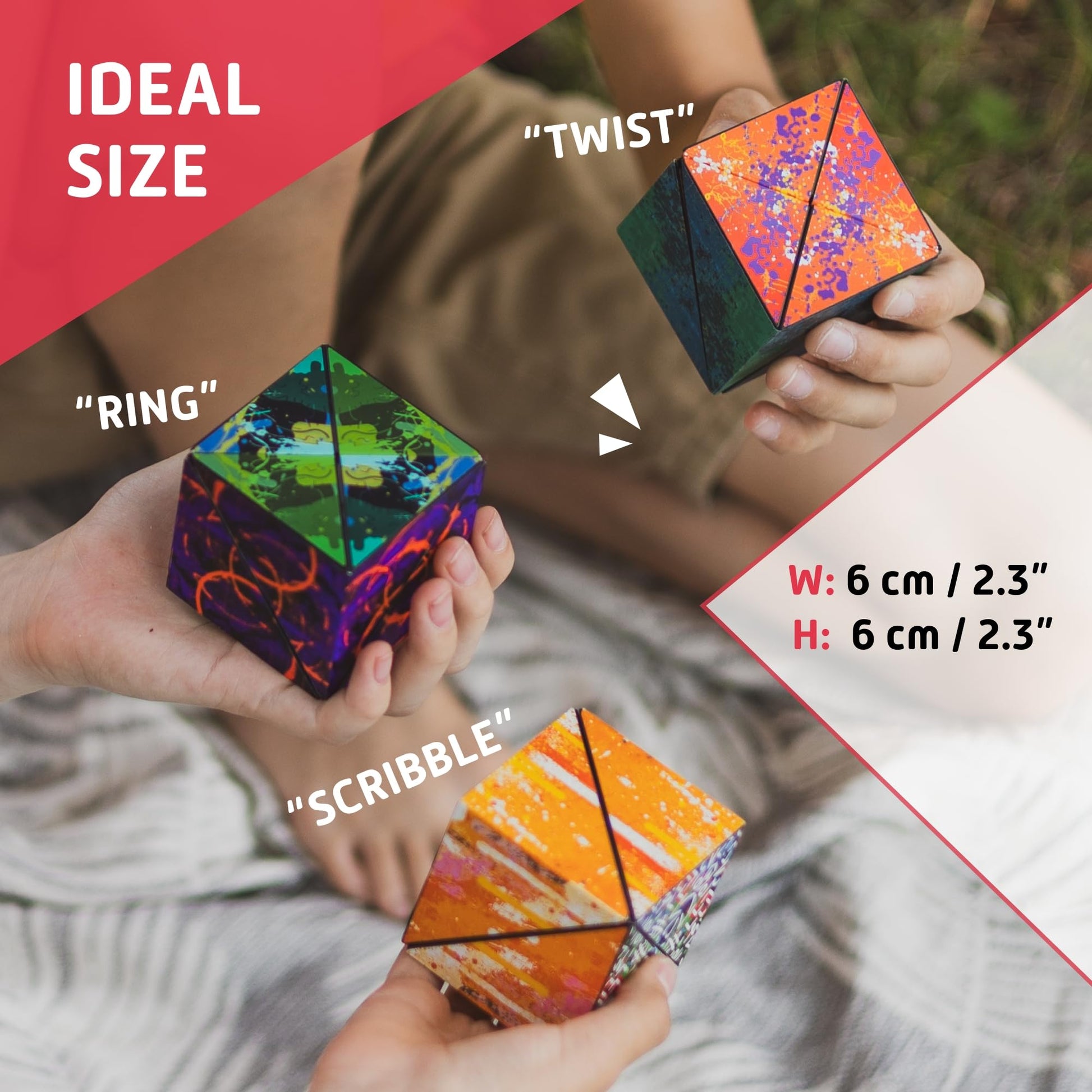 CUBENDI Geometric Origami Puzzle - Infinity Fidget Cube for Adults, Kids & Teens - Mesmerizing & Magnetic Shape Shifting Box w/48 Rare Earth Magnets