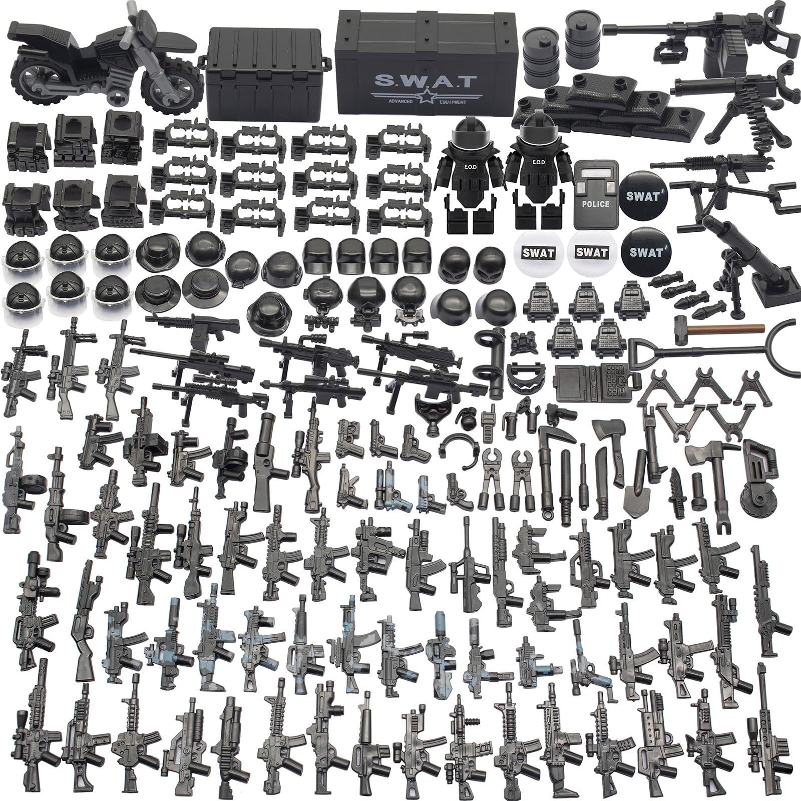 Army Equipment Gear Sets, Swat Team Building Block Toys, Special Military Soldier Style Weapon Sets, Military Weapon Pack Accessories Kits Toys