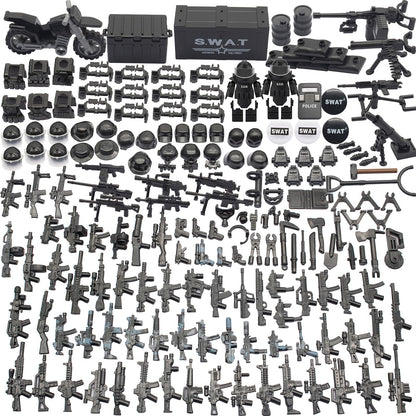 Army Equipment Gear Sets, Swat Team Building Block Toys, Special Military Soldier Style Weapon Sets, Military Weapon Pack Accessories Kits Toys