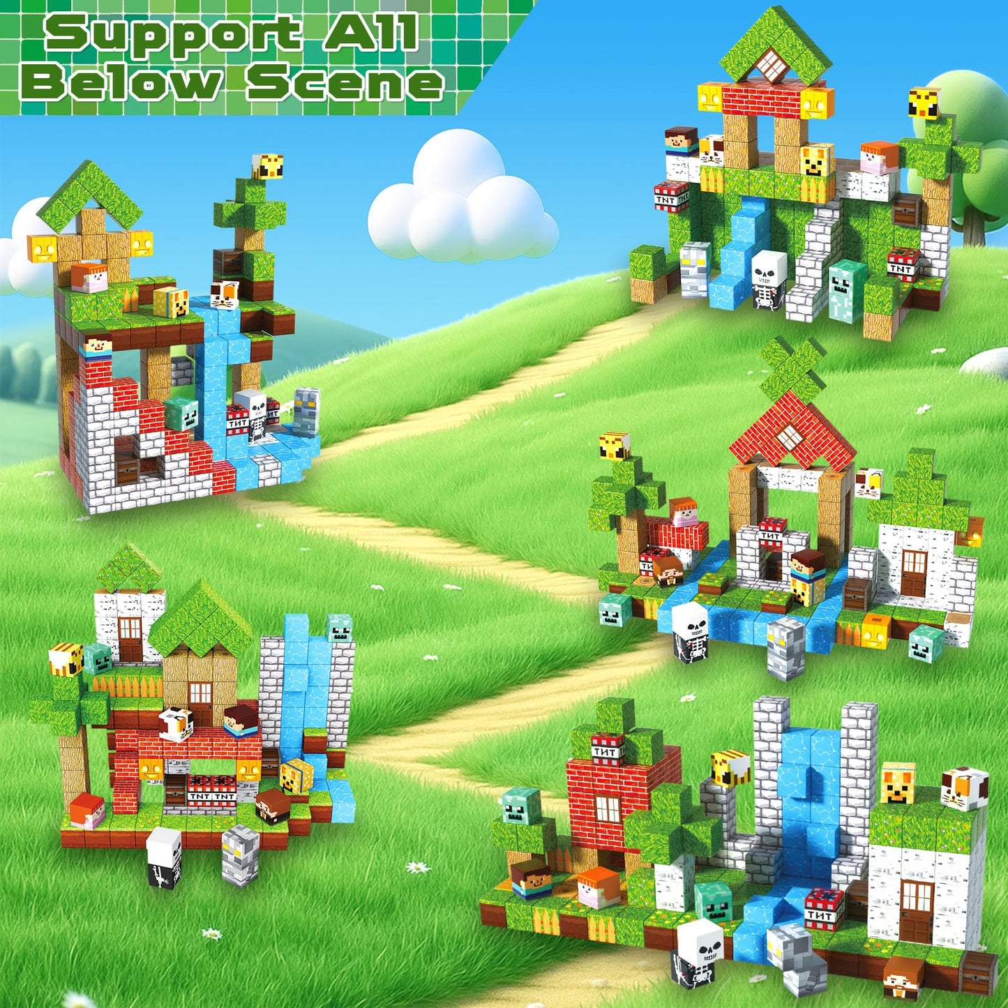 ToyUnited 200PCS Magnetic Blocks - Magnetic Building Blocks, Magnet Cubes Game, Stacking Forest Set, STEM Montessori Sensory Stacking Toys for Kids