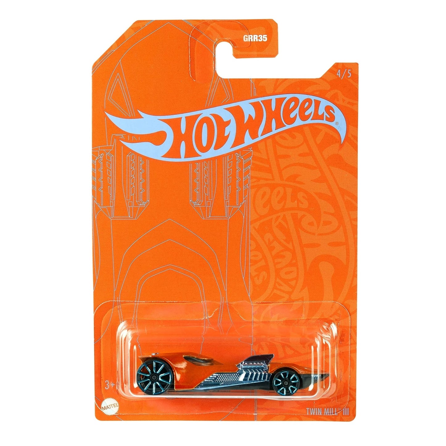 Hot Wheels Orange & Blue 53rd Anniversary Twin Mill III 4/5 DieCast Vehicle 1:64th Scale