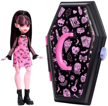 Monster High Draculaura Doll & Accessories, Gore-ganizer Beauty Kit with Bat Clips, Comb & Mirror, Customizable with Stamp Pen & Stickers