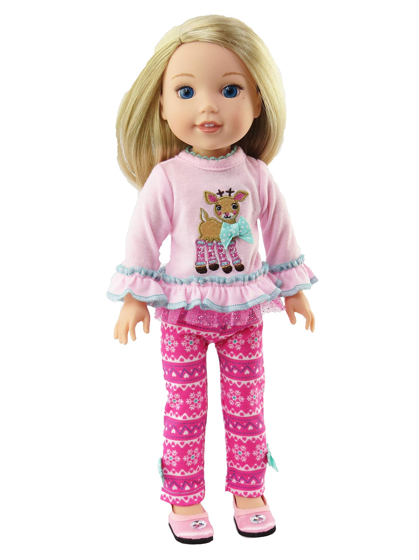 American Fashion World Pink Reindeer Pants Set for 14-Inch Dolls | Premium Quality & Trendy Design | Dolls Clothes for Popular Brands