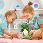 DolliBu Plush Frog Stuffed Animal - Soft Huggable Squat Green Frog, Adorable Playtime Frog Plush Toy, Cute Rain Forest Life Cuddle Gift for Kids