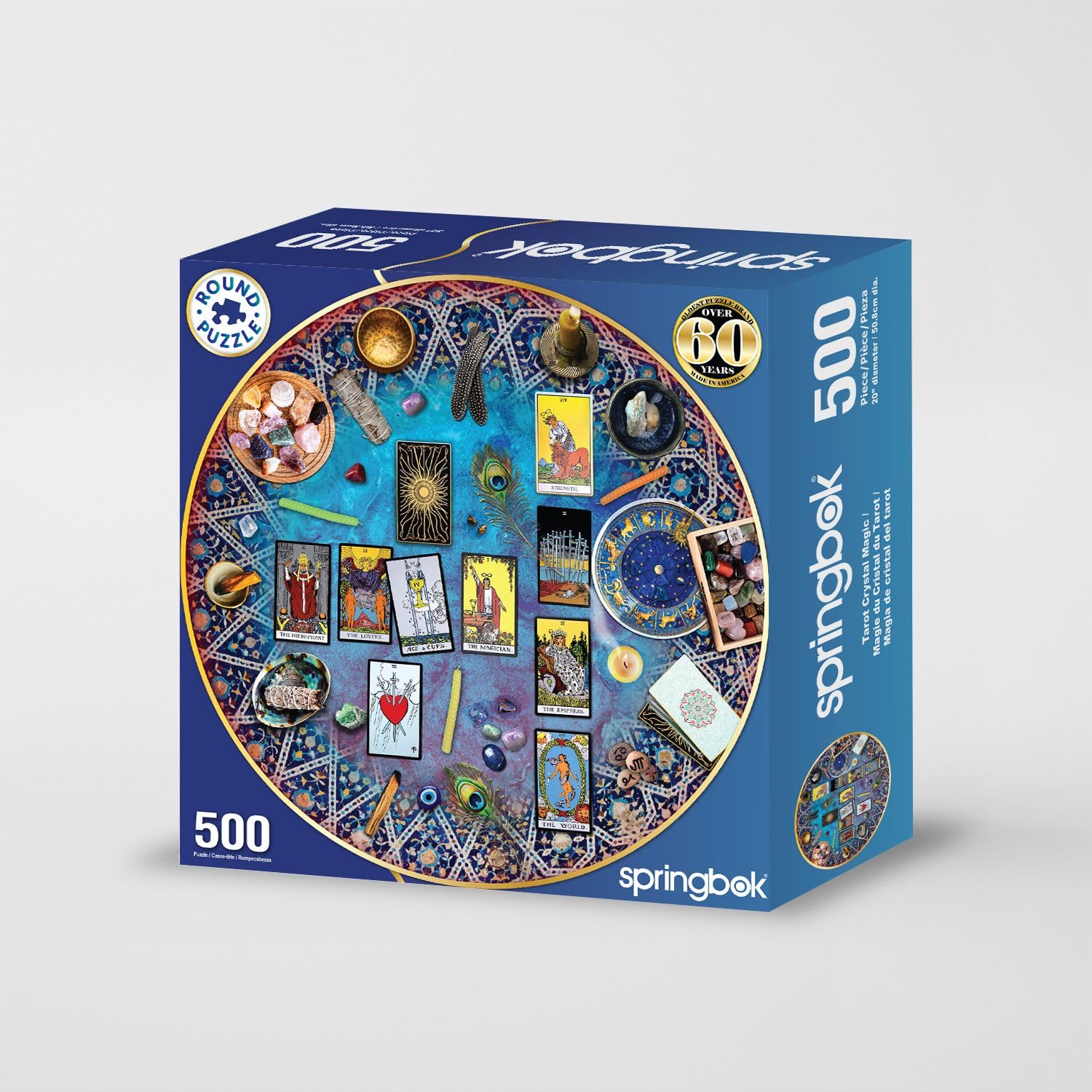 Springbok Tarot Crystal Magic 500 Piece Round Puzzle for Adults - Enjoy The Mystery and Magic of Our Tarot Table