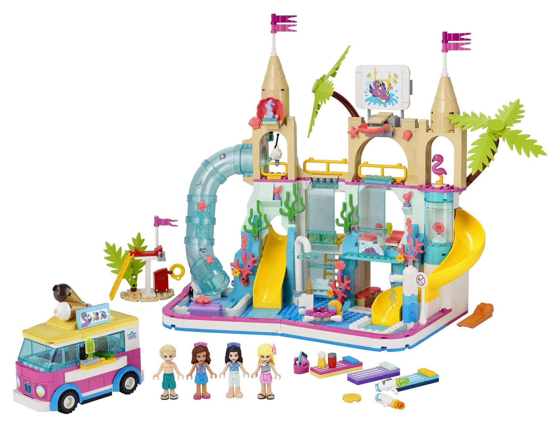 LEGO Friends Summer Fun Water Park 41430 Set Featuring Friends Stephanie, Emma, Olivia and Mason Buildable Mini-Doll Figures, Perfect Set for Creative
