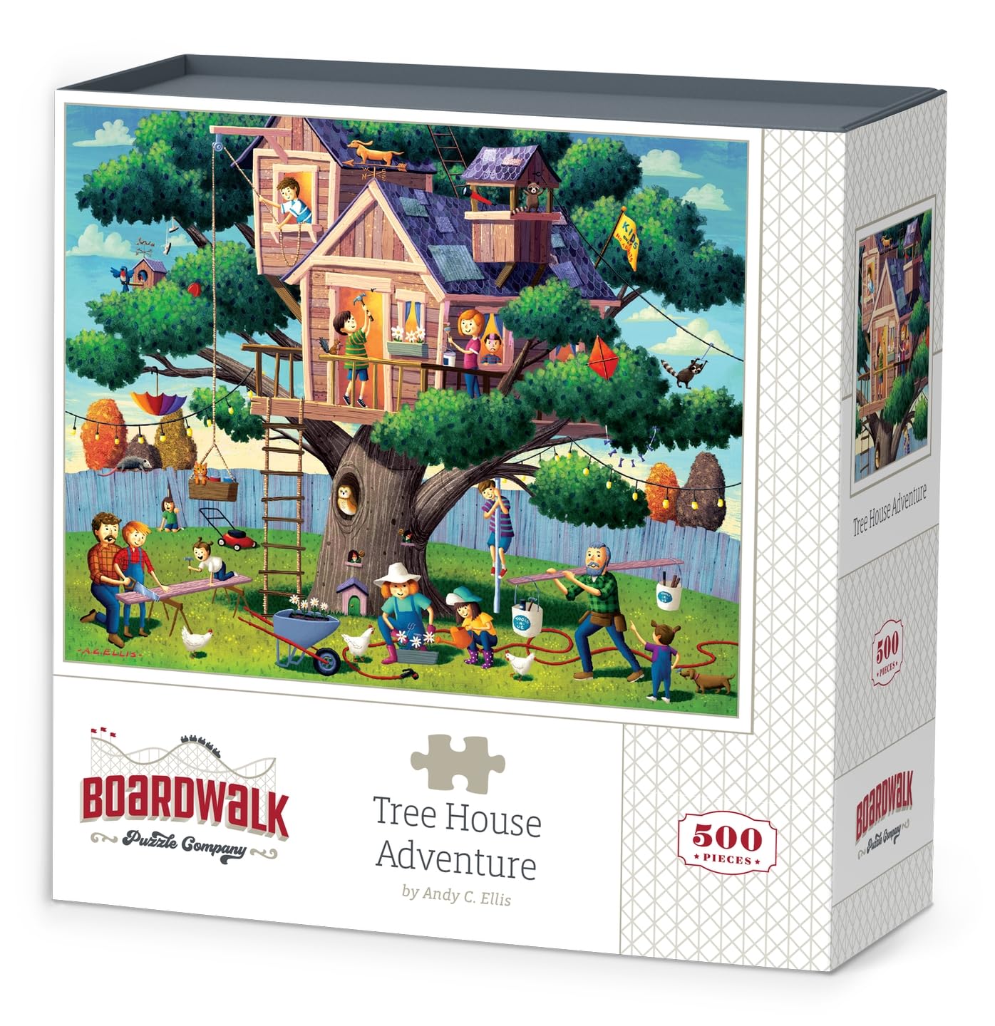 Boardwalk Tree House Adventure 500 Piece Jigsaw Puzzle Fun Family Backyard Puzzles with Premium Box, Gift for Adults and Family 16"x20"