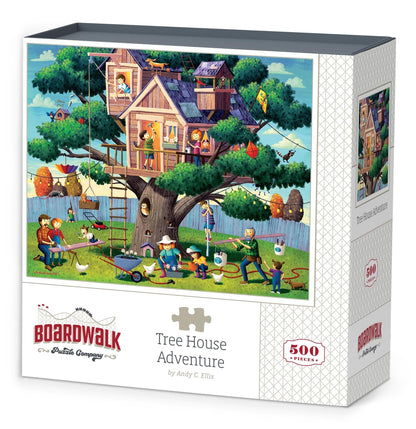 Boardwalk Tree House Adventure 500 Piece Jigsaw Puzzle Fun Family Backyard Puzzles with Premium Box, Gift for Adults and Family 16"x20"