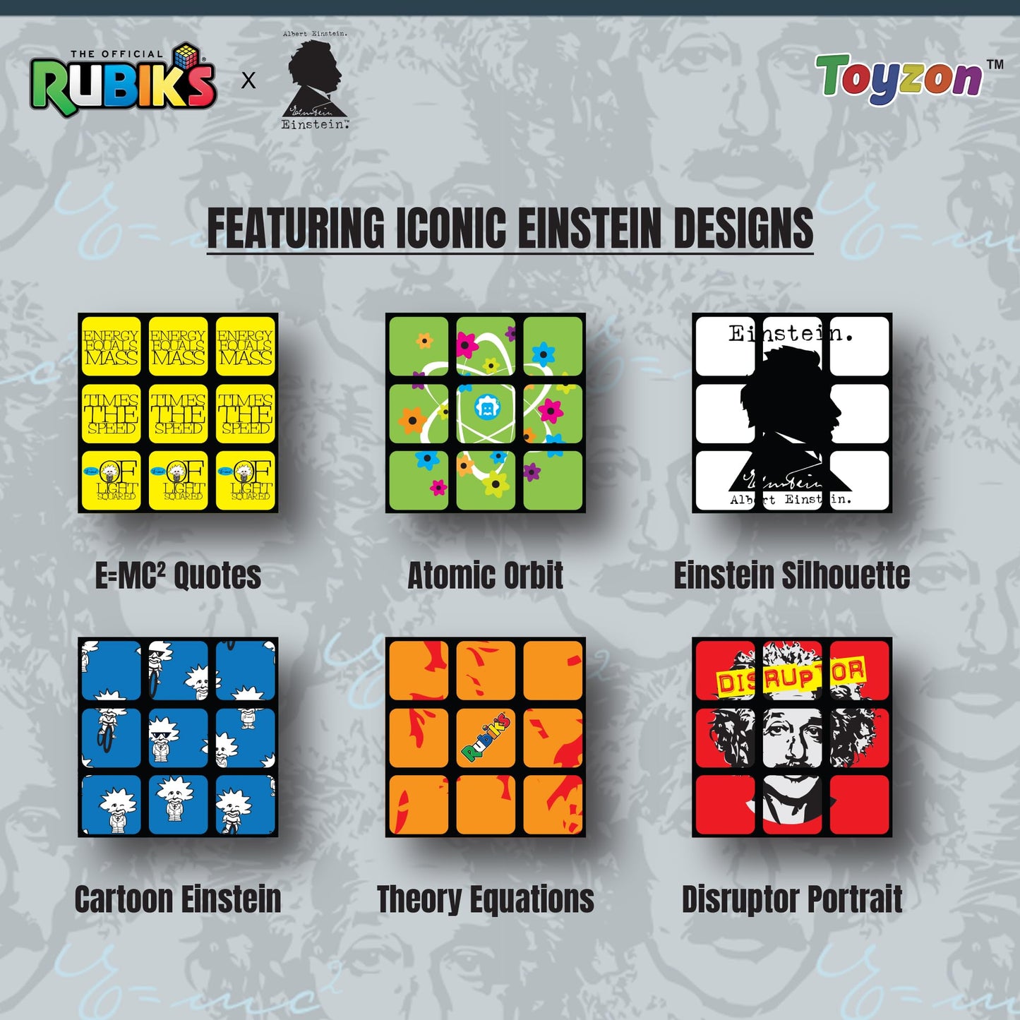 Toyzon Compatible with Rubik’s Cube- Albert Einstein Themed Rubik's Cube 3x3 Rubiks Cube Speed Cube 3x3- Educational Speed Puzzle Cube Featuring