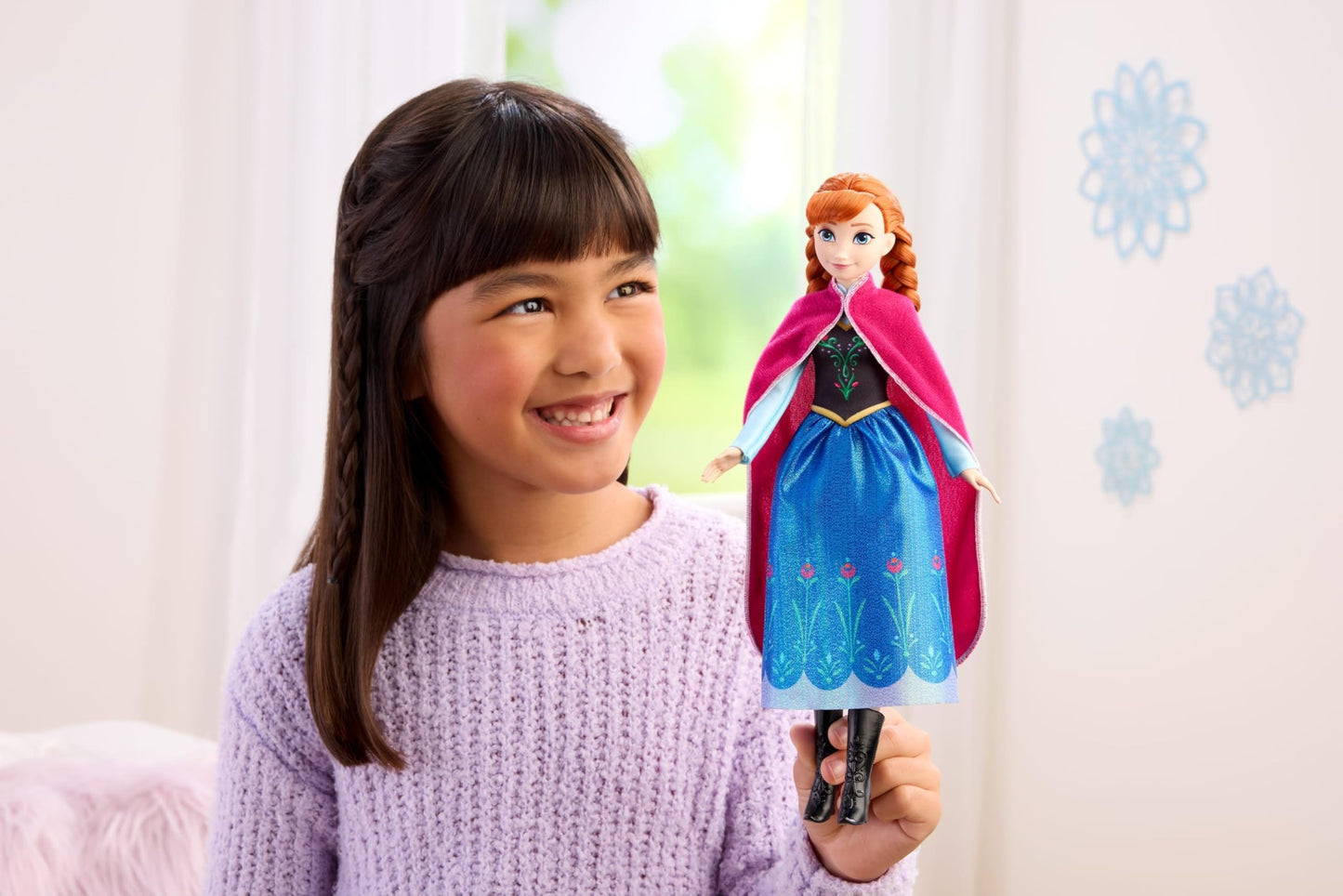 Mattel Disney Frozen Anna Fashion Doll in Sparkling Removable Dress, Cape & Boots and Braided Hair, Posable & Collectible, Inspired by Movie