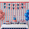 4 Pack Red White Blue Star Party Decoration Set, 2 Pack 3.3ft x 6.6 ft Star Foil Fringe Tinsel Streamer Curtain Backdrop + 2 USA Flag Pennant Banner