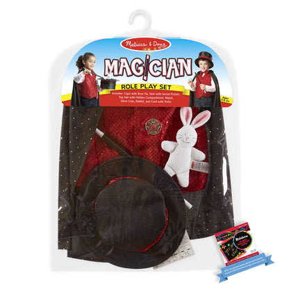 Melissa & Doug Magician: Role Play Set Bundle with 1 Theme Compatible M&D Scratch Fun Mini-Pad (08508)