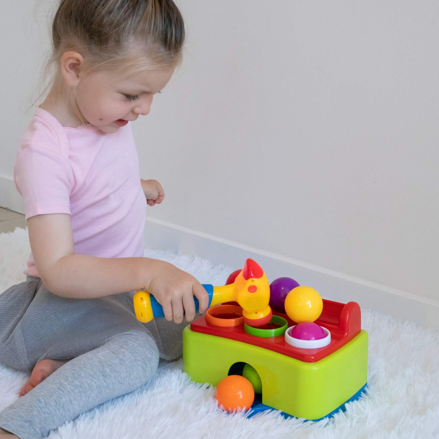 Bambiya Ball Popper Game with Hammer Toy -Baby Toy with Fun Lights and Sound Effects - Hours of Fun and Skills Development with This Baby Ball Toy