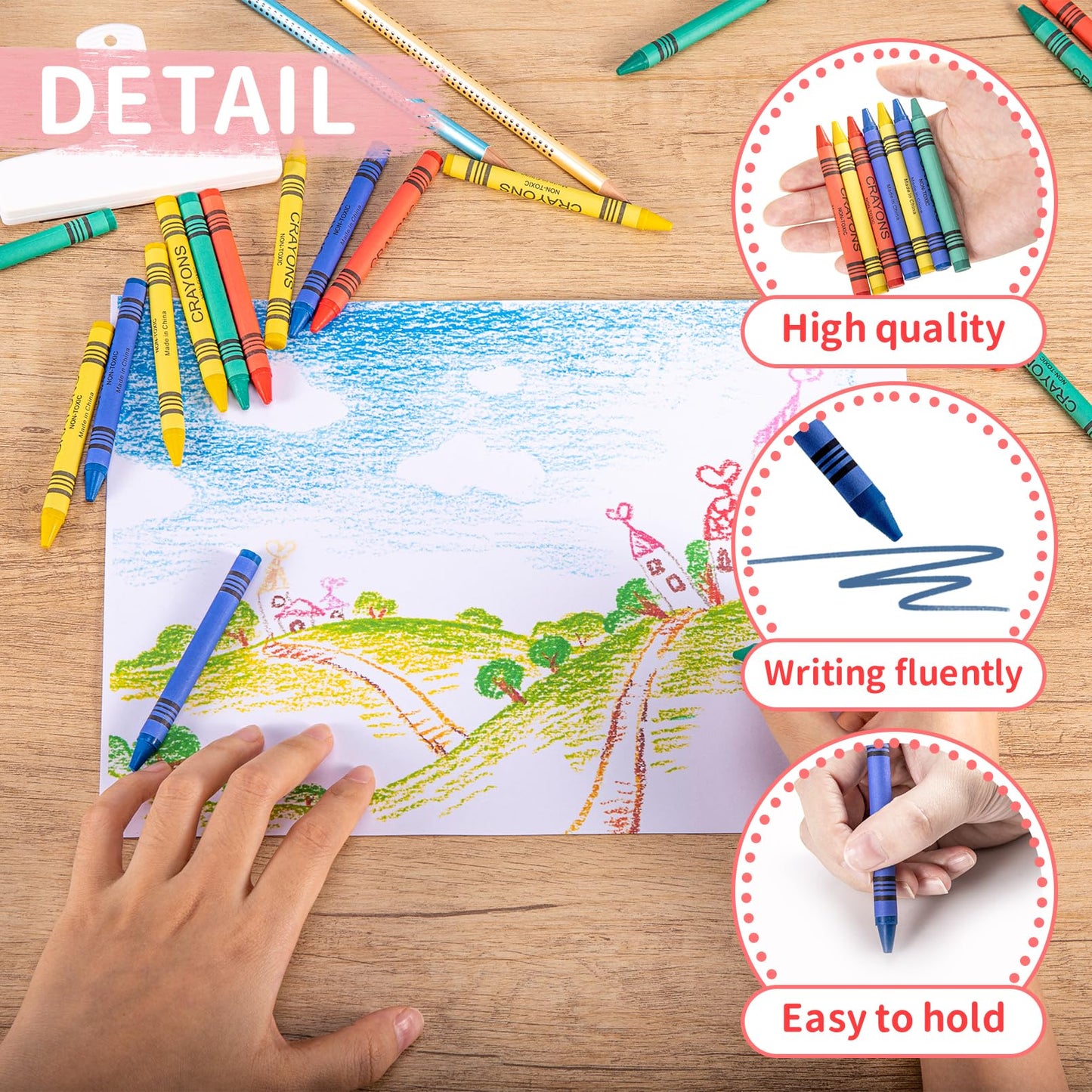 COCPOK 72 Pack Jumbo Crayons, 4 Colors, 288 Total, Small Packs, Kids Coloring, Party Favors, Easy to Hold
