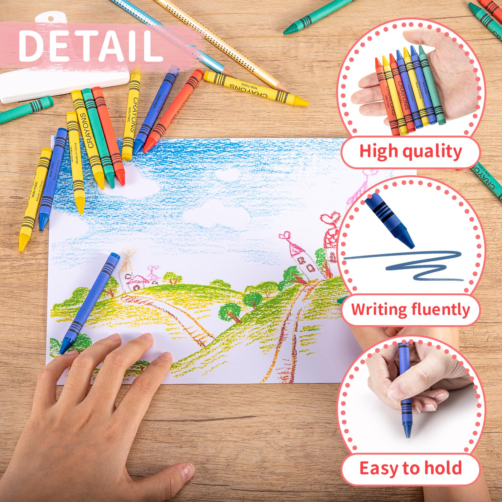 COCPOK 72 Pack Jumbo Crayons, 4 Colors, 288 Total, Small Packs, Kids Coloring, Party Favors, Easy to Hold