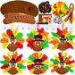 Winlyn 12 Sets Thanksgiving Wreath Signs Decorations Art Sets DIY Thanksgiving Craft Kits Give Thanks Turkey Fall Maple Leaf Foam Stickers Googly Eyes