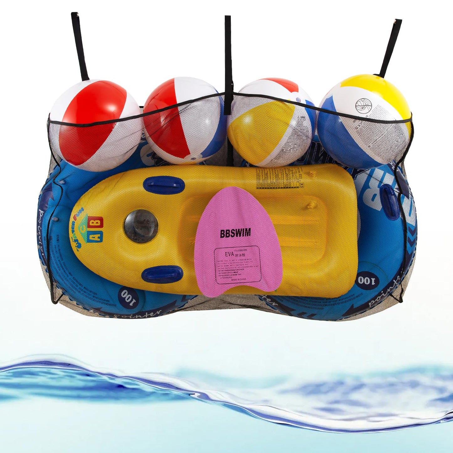 Pool Float Storage Bag,Adjustable Pool Toy Storage Organizer Hanging Mesh Bag for Rafts,Balls,Floats,Noodle,Inflatable Toys,Large Pool Toy Storage Net