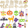 JOYIN 36 Pcs Halloween Craft Wooden Painting Kit, Halloween Party Supplies, Party Favors for Kids, Wood Blank Cutouts Ornaments, Gift Tags Decor