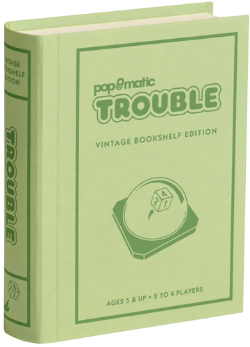 WS Game Company Trouble Vintage Bookshelf Edition, Linen Wrapped Book Box & Slipcase, Pop-O-Matic Die Roller, Classic Board Games for Kids & Adults