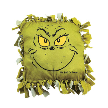 Fun Express Dr. Seuss The Grinch Christmas Fleece Tied Pillow Craft Kit - Makes 6 No-Sew Plush Pillows | Holiday Decorations & Gifts for Kids
