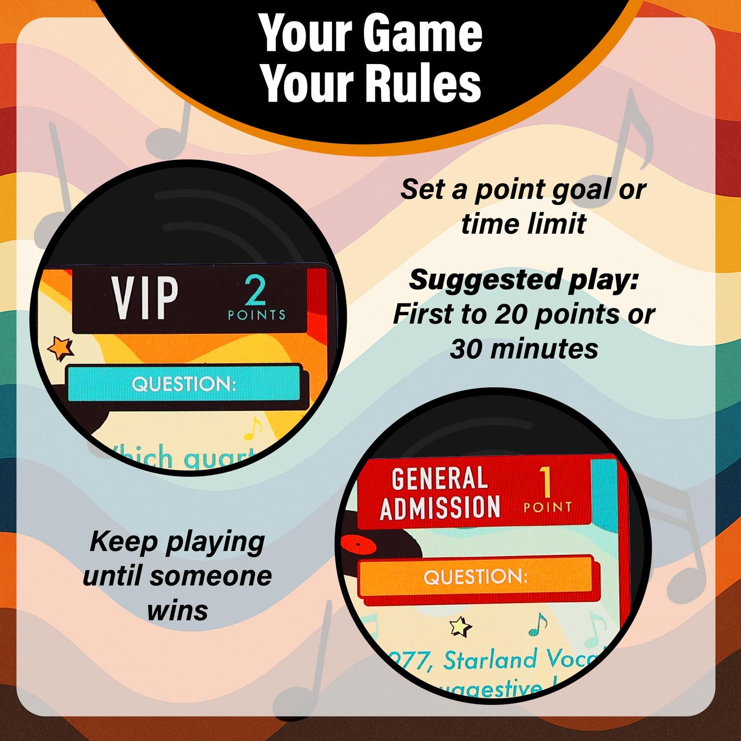 AQUARIUS Music Trivia Card Game - Pop, Rock, Hip-Hop & Alternative Quiz - Party Game for Adults & Teens, Gift for Music Lovers - I Love the 70s