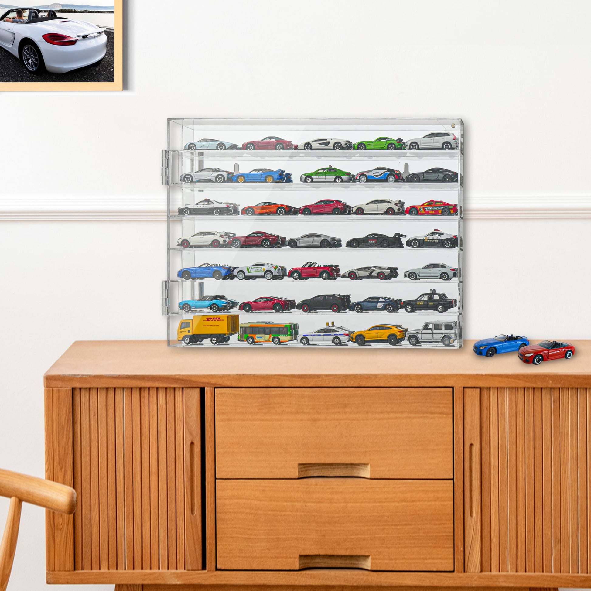 YYDS Model Car Display Case for Toy Cars, Matchbox Cars,1/64 Scale Diecast Display Case,Wall Mount,Mirrored Back,Hot 1/64 Scale Diecast Case for 35