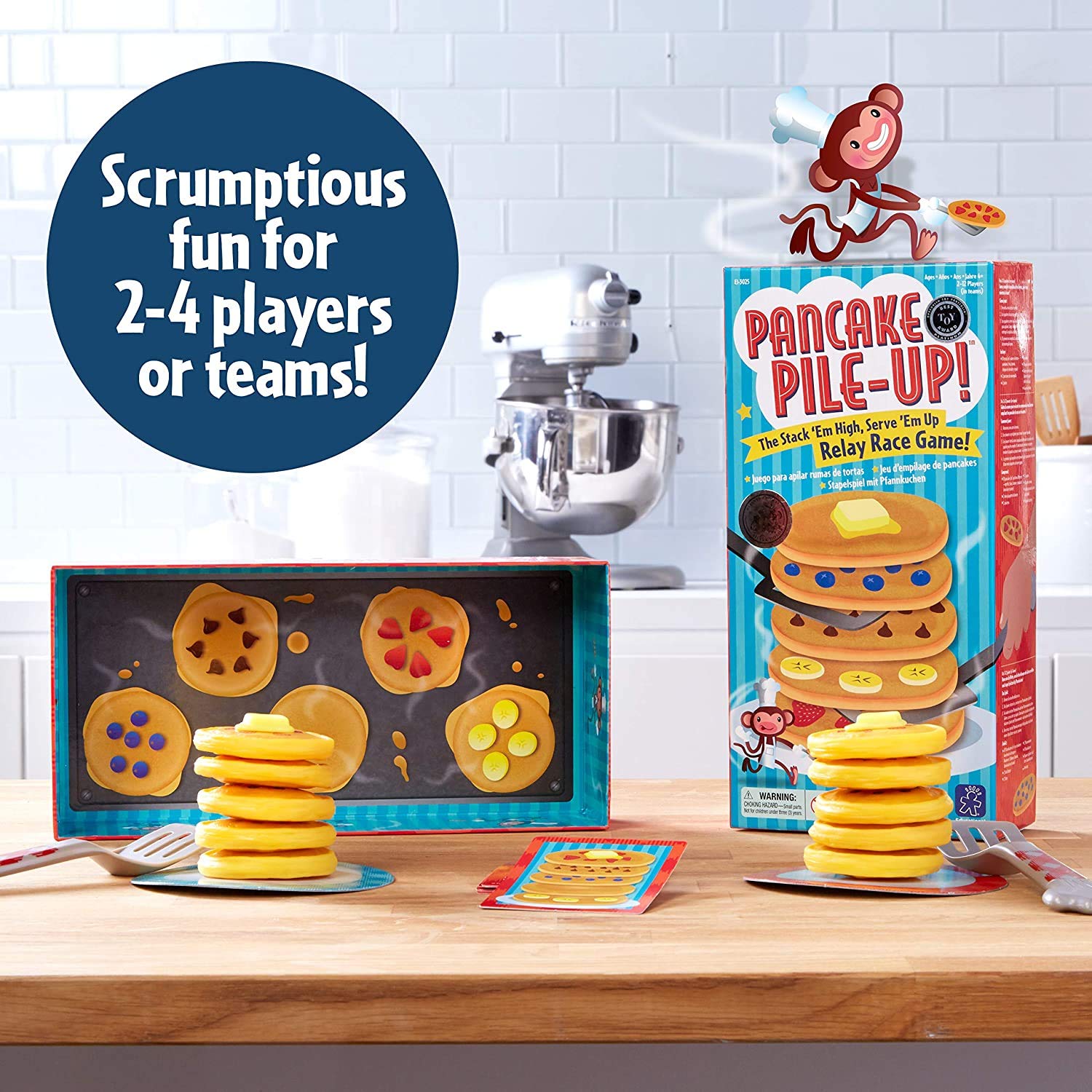 Educational Insights Pancake Pile-Up - Relay Race Games for Kids, Gross Motor Preschool Games for 4 Year Olds, Birthday Party Activities, Matching