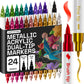 ARTISTRO 24 Metallic Acrylic Paint Markers - Paint Pens for Drawing - For Fabric, Rock, Glass, Wood, Molds - Arts & Crafts Gift for Adults, Teens