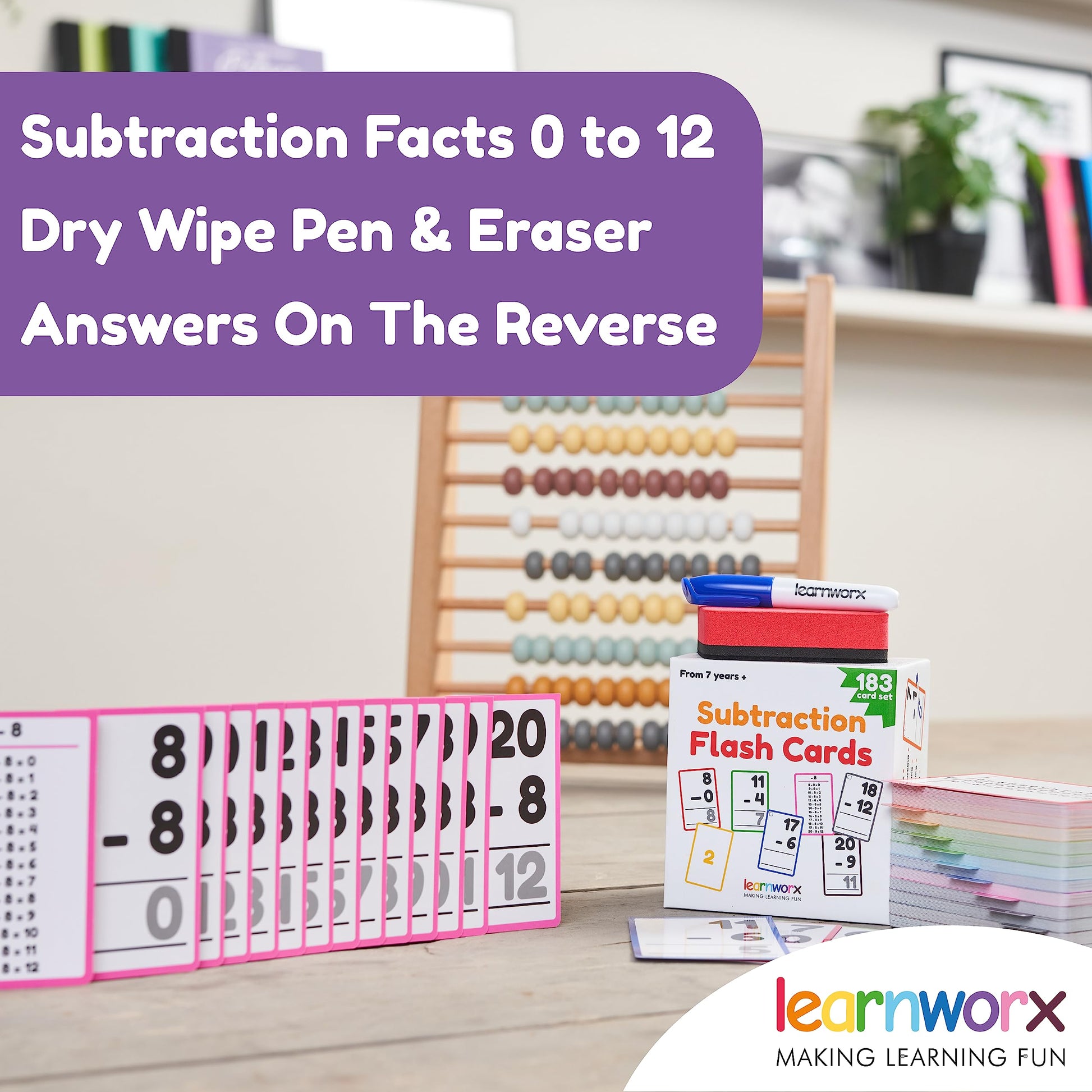 Subtraction Flash Cards 1st Grade 2nd 3rd 4th - 183 Math Flashcards - All Facts 0-12 - Learn Subtraction for Kids - Maths Flashcards from Kindergarten