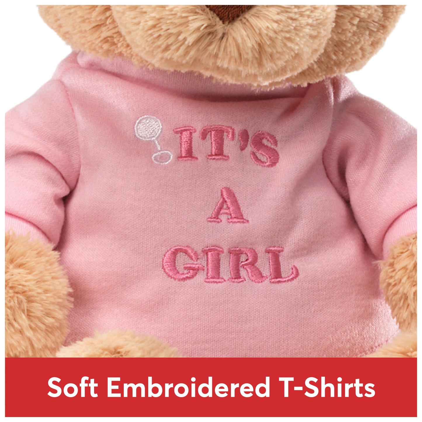 GUND “It's a Girl” 12-Inch Message Bear with Pink T-Shirt, Ages 0+