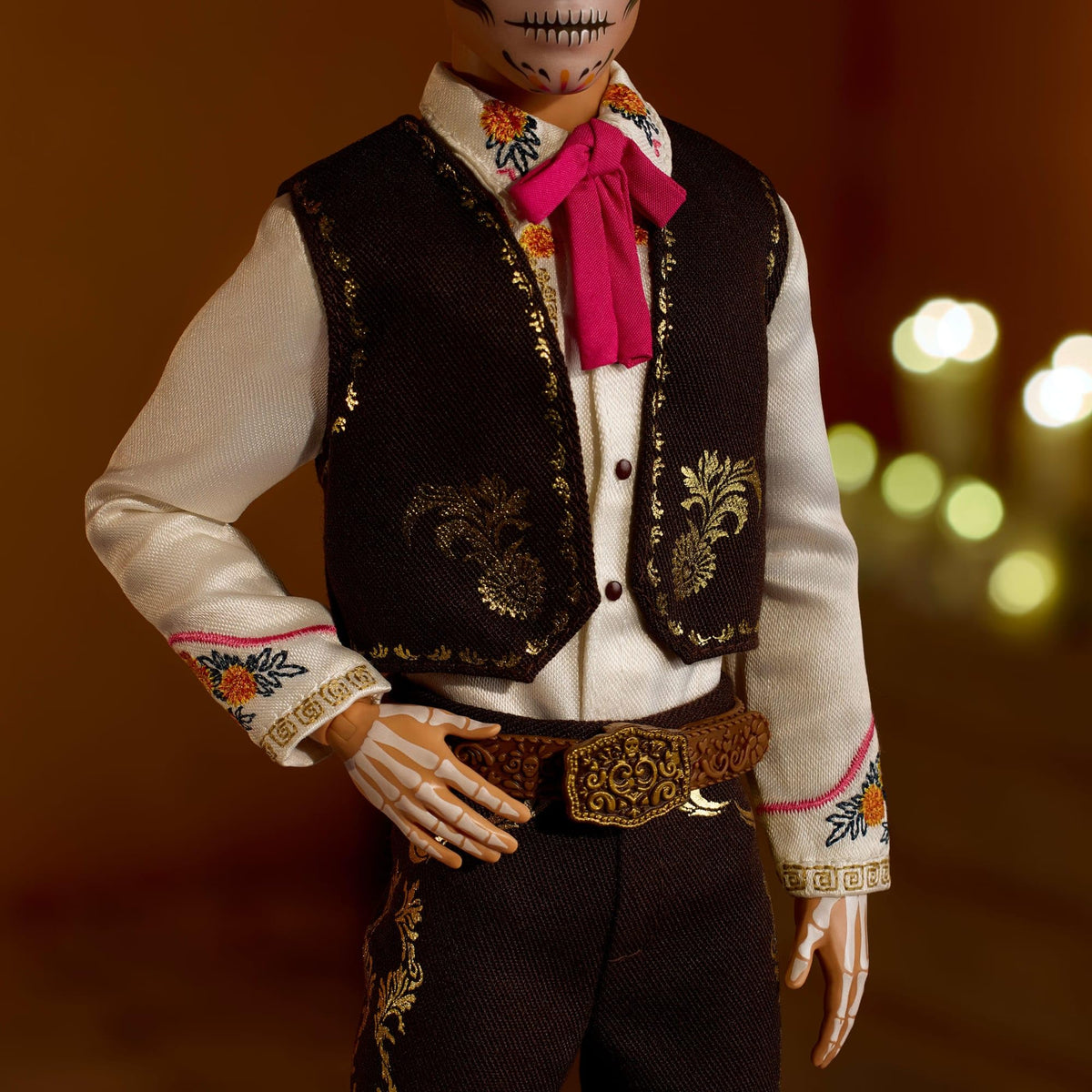 Barbie Signature Ken Doll, Día De Muertos 2025 Collectible with Cream Shirt, Black Vest and Trousers, Sombrero and Calavera Face Paint