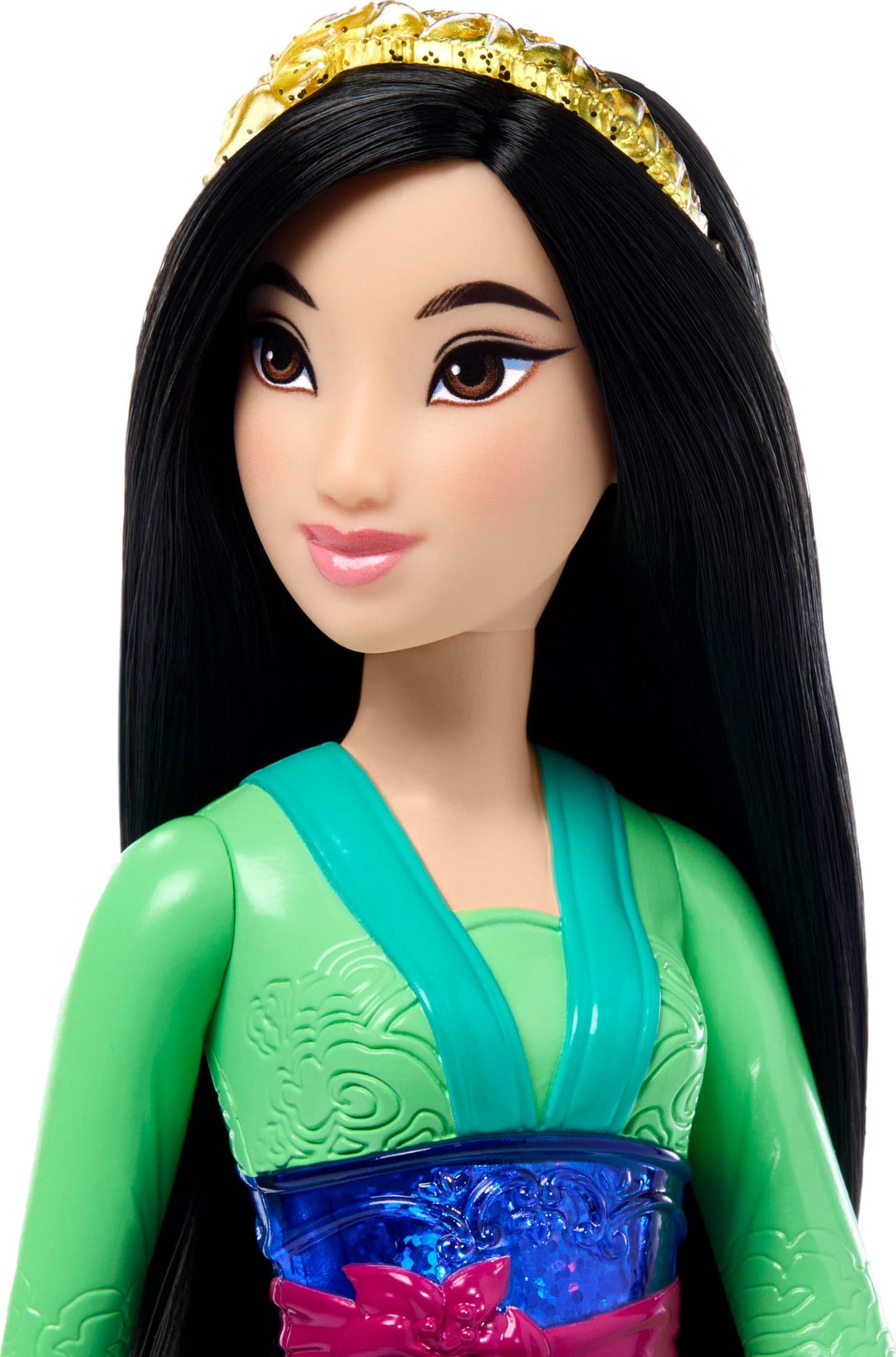 Mattel Disney Princess Mulan Doll in Sparkling Fashion with Removable Skirt, Headband and Shoes, Posable & Collectible, Inspired by Movie