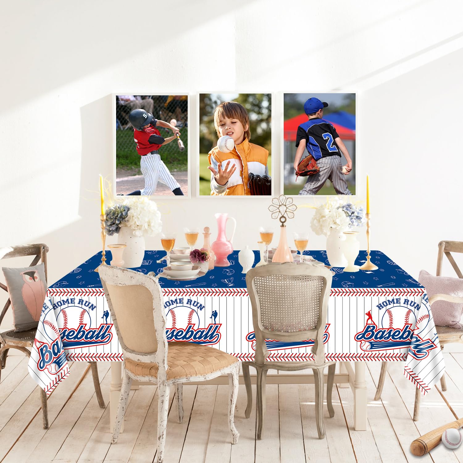 PTECDROTS 4 Pcs Baseball Tablecloths, Plastic Baseball Table Covers Rectangular Table Cloth for Baseball Themed Party Supplies Sports Event Birthday
