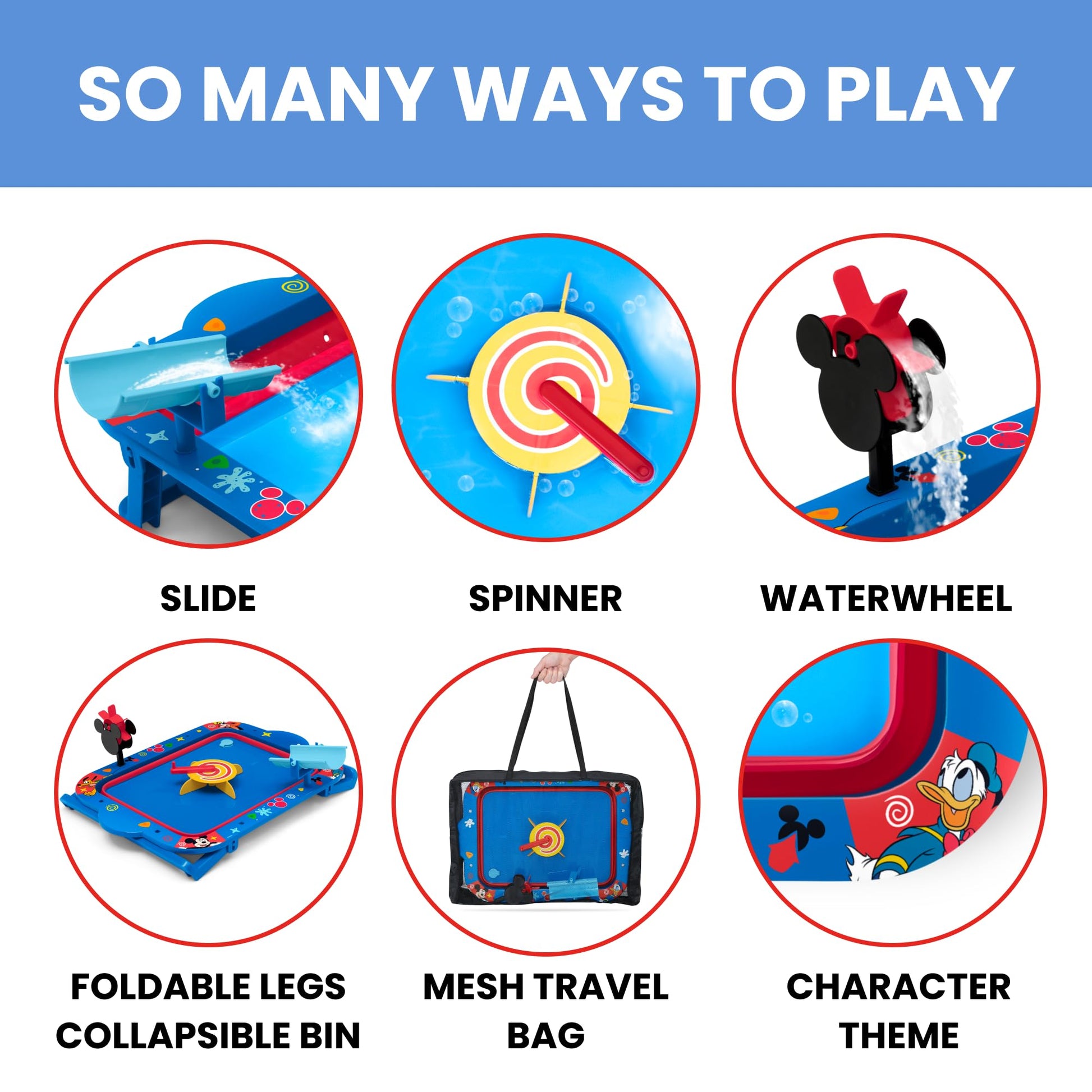 Delta Children Disney Mickey Mouse Water Activity Table - Collapsible & Portable - Ideal for Travel - Outdoor Kids Water Sensory Table, Blue