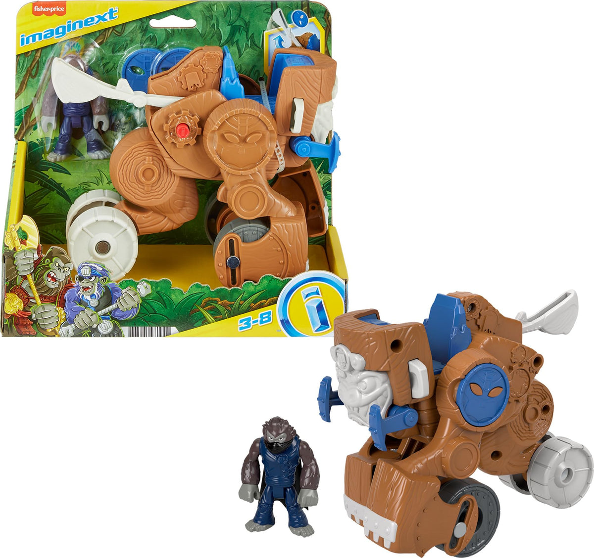 Fisher-Price Imaginext Preschool Toy Monkey Catapult Poseable Figure Set with Launching Action for Pretend Play Ages 3+ Years