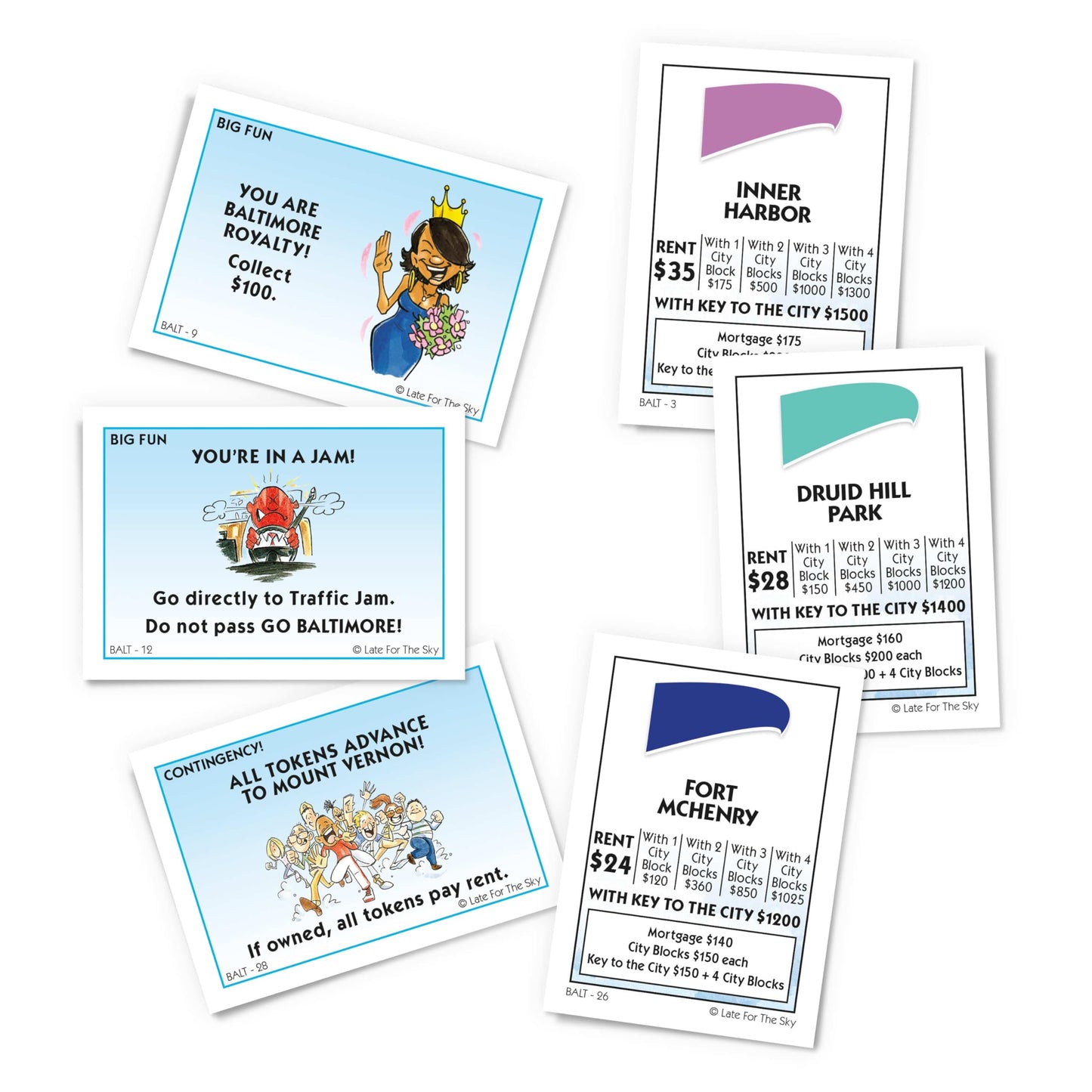 Late for The Sky Baltimore-Opoly City Board Game - Family Strategy Game with Baltimore Landmarks, Ages 8+, 2-6 Players, Local Trivia, Collect